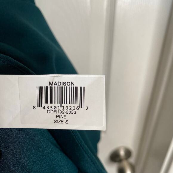 DRESS THE POPULATION Madison Strapless Fluted Midi Dress Slit Pine Size Small - Picture 10 of 11